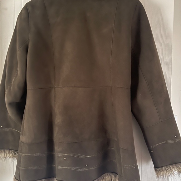 Faux Leather Jacket, brown, size L, with faux collar - Picture 3 of 5